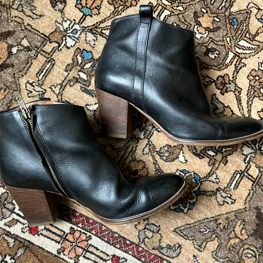 Madewell Billie Ankle Bootie Women's Black Leather Zip Up - Size 8